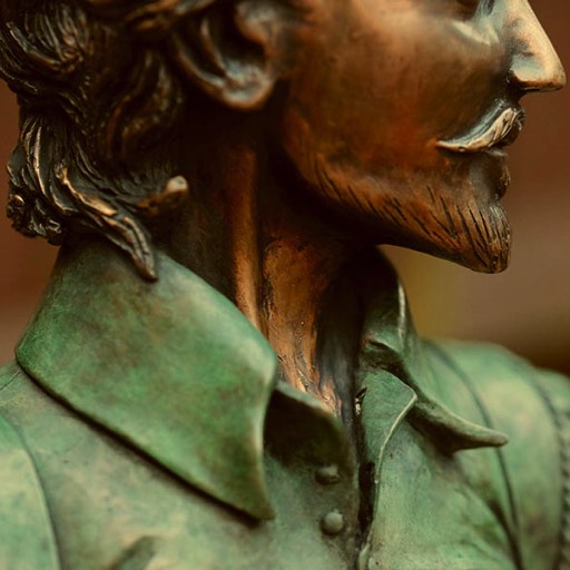 William Shakespeare Coloured Green Bronze Sculpture Face Detail